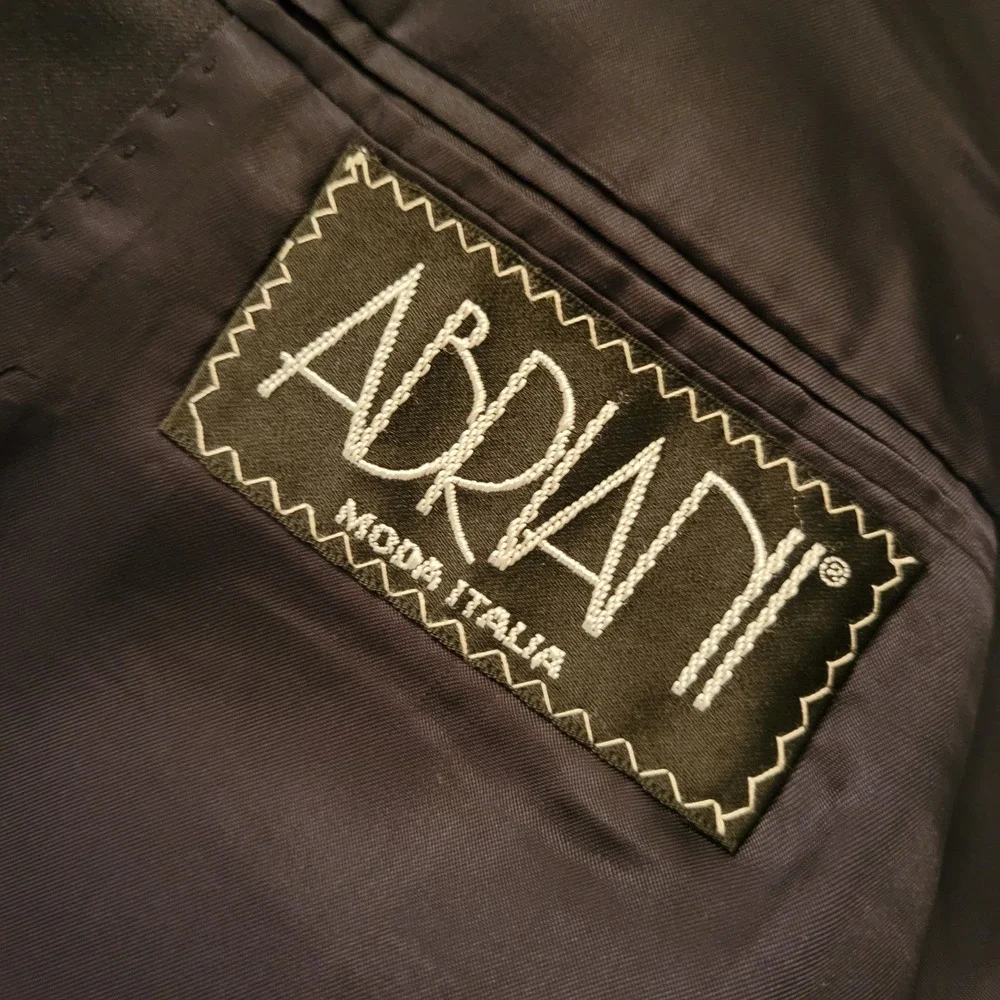 Abriani 42R Tuxedo Suit Black Double Breasted Wool Italy Wedding Formal Prom